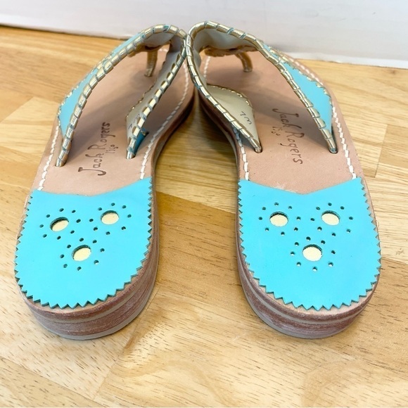 Jack Rogers Nantucket Mint Green Gold Thong Sandal 7M - Picture 5 of 8